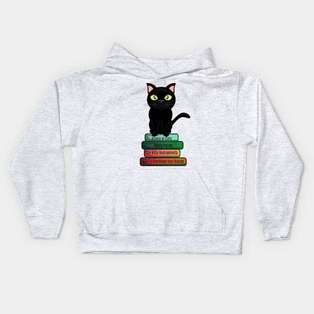 Kitty Domination and Books Kids Hoodie by Bookish Nerd